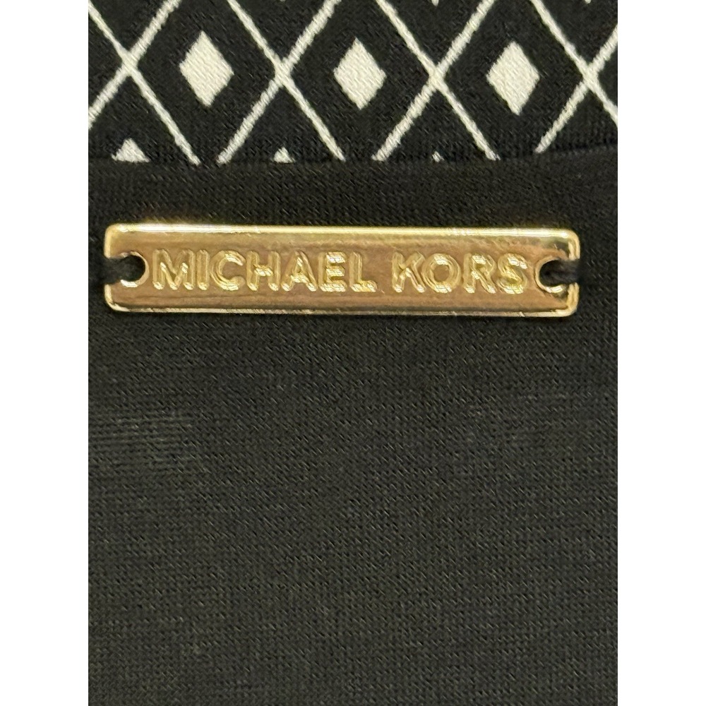 MICHAEL Michael Kors Black Long Sleeve A-Line Dress Pattern Trim Size M NWT - Picture 4 of 9